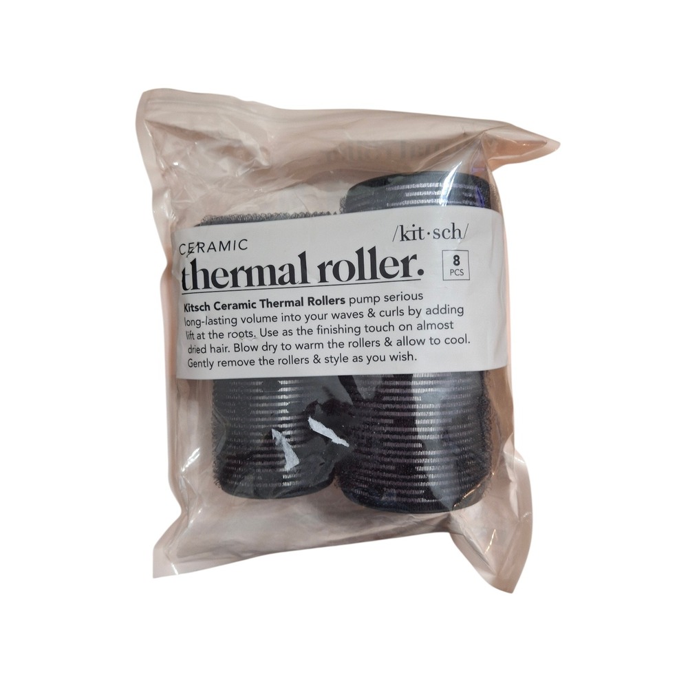 Kitsch Ceramic Thermal Rollers 8 Piece Set Self Gripping Hair Volumizing Black